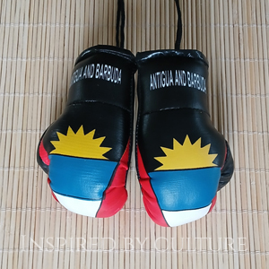 Antigua Flag Mini Boxing Gloves Car Rear View Mirror Decor