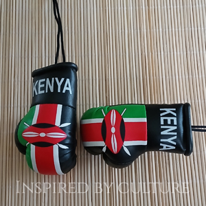 Kenya Flag Mini Boxing Gloves Car Rear View Mirror Decor - Image 3