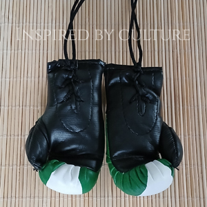 Nigeria Flag Mini Boxing Gloves Car Rear View Mirror Decor - Image 3