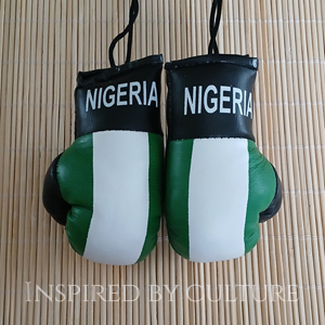 Nigeria Flag Mini Boxing Gloves Car Rear View Mirror Decor