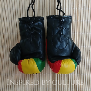 Rasta Lion Of Judah Flag Mini Boxing Gloves Car Rear View Mirror Decor - Image 3